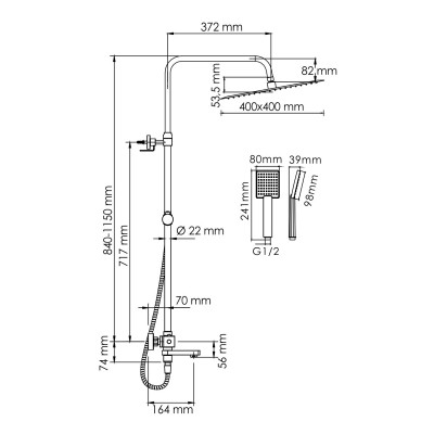 Душевая система со смесителем термостат хром WasserKRAFT A199.119.141.010.CH Thermo