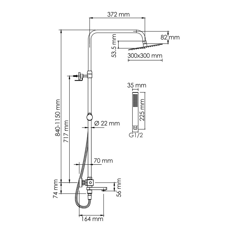 Душевая система со смесителем термостат хром WasserKRAFT A199.118.103.010.CH Thermo