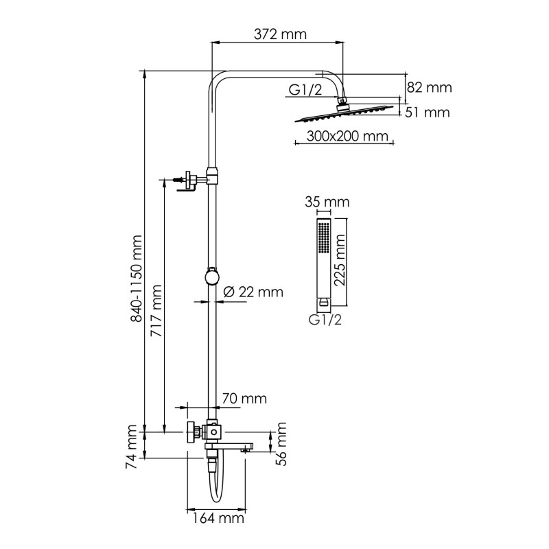Душевая система со смесителем термостат хром WasserKRAFT A199.069.103.087.CH Thermo
