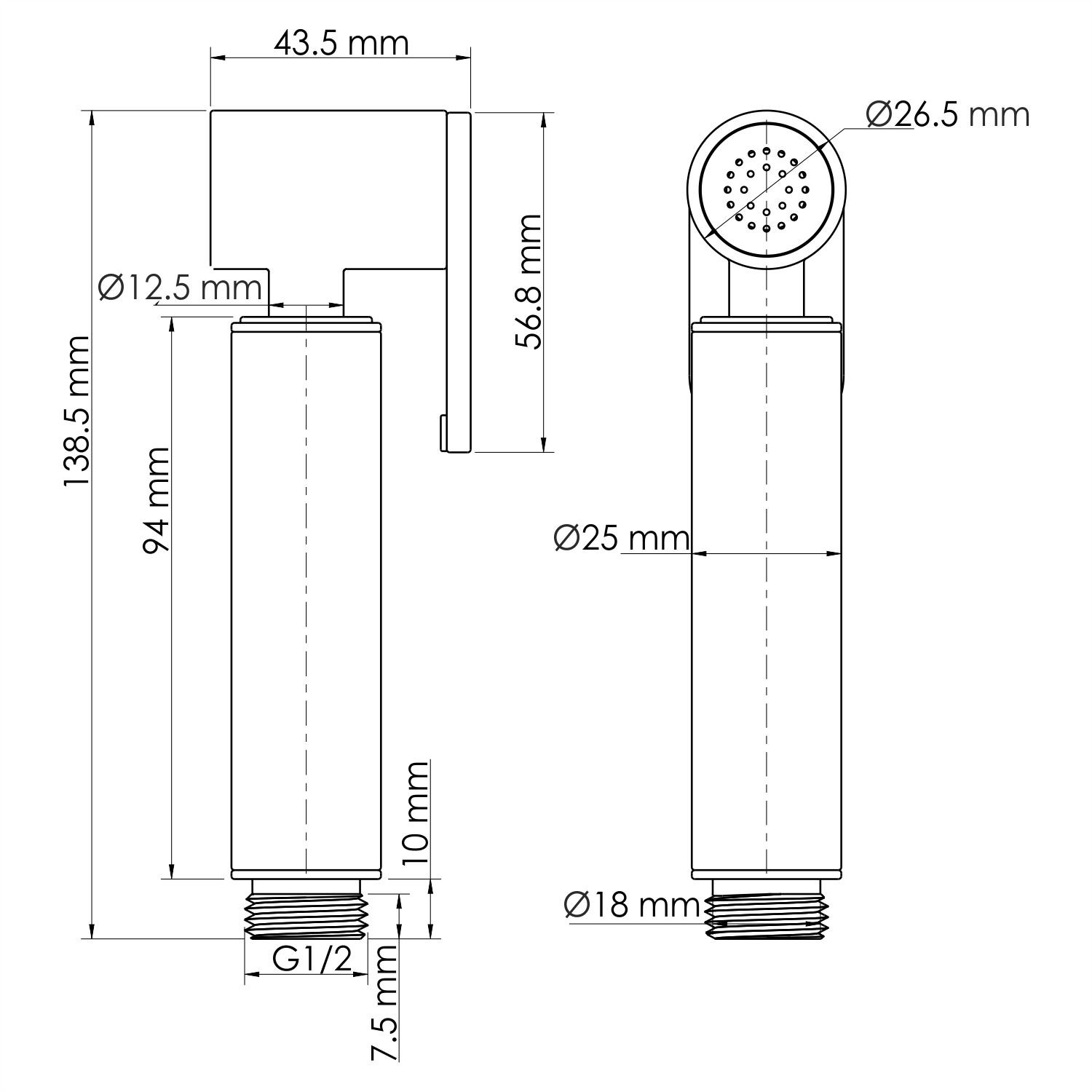 Гигиеническая лейка с фиксатором белый WasserKRAFT A232