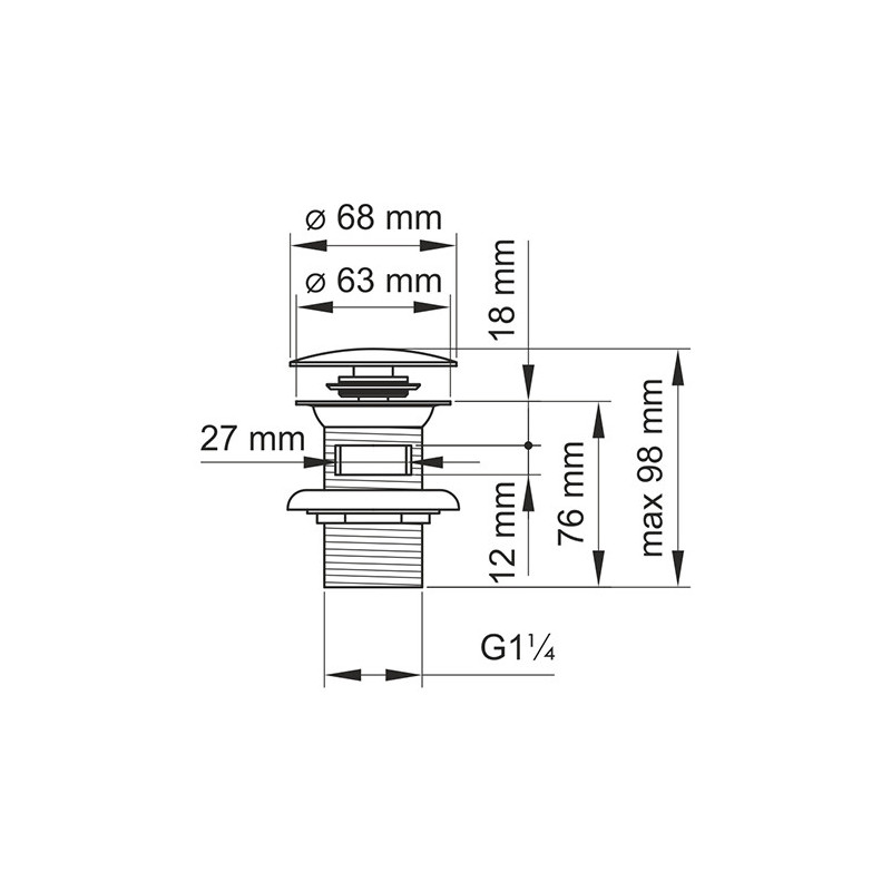 Донный клапан Push-up никель WasserKRAFT A073