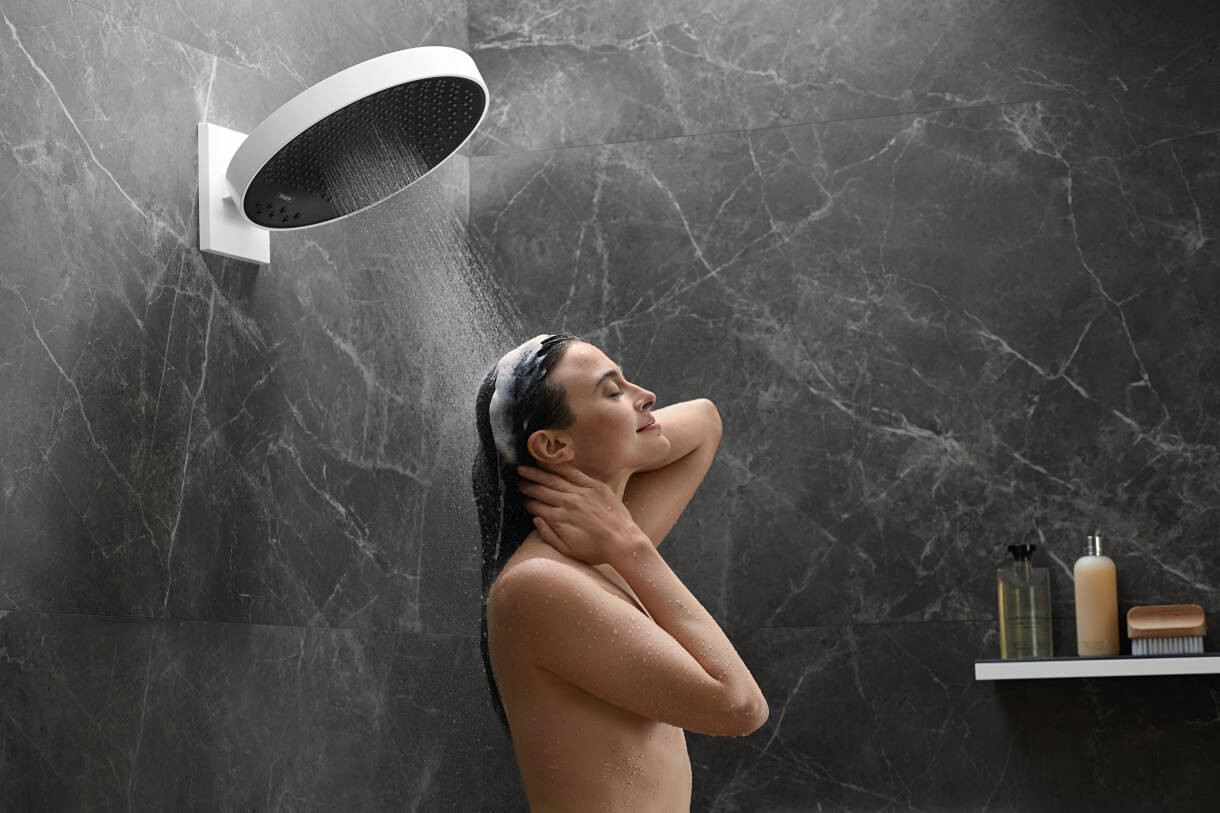 Верхний душ Hansgrohe Rainfinity 360 3jet с настенным креплением, полированное золото, 26234990