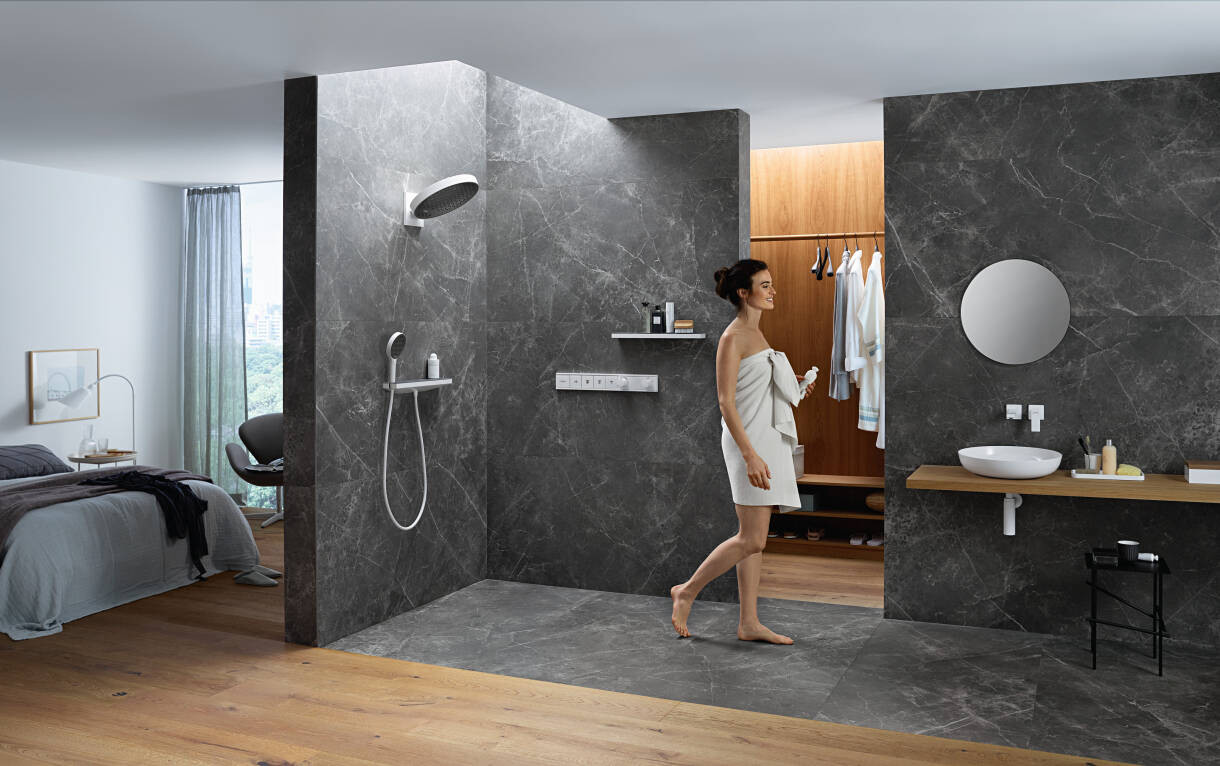 Термостат скрытого монтажа на 4 потребителя Hansgrohe RainSelect шлифованная бронза 15382140