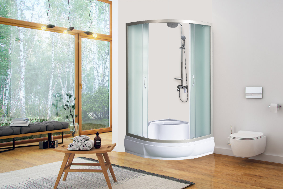 Душевой уголок с поддоном хром 90x90х191см River DON LIGHT 90/15 MT