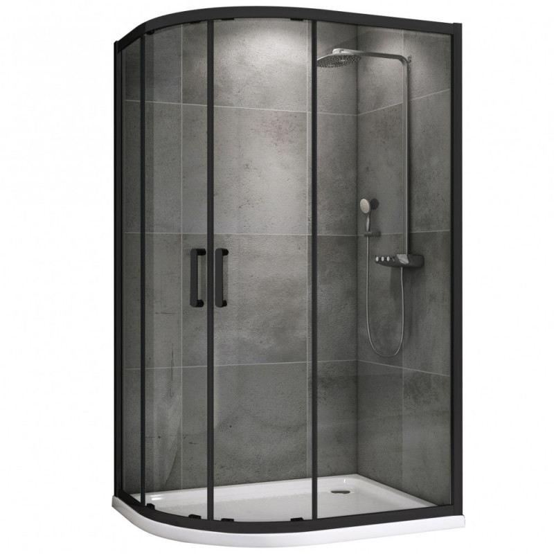 Душевой уголок 100x80см ABBER Schwarzer Diamant AG01180B универсальный, профиль черный