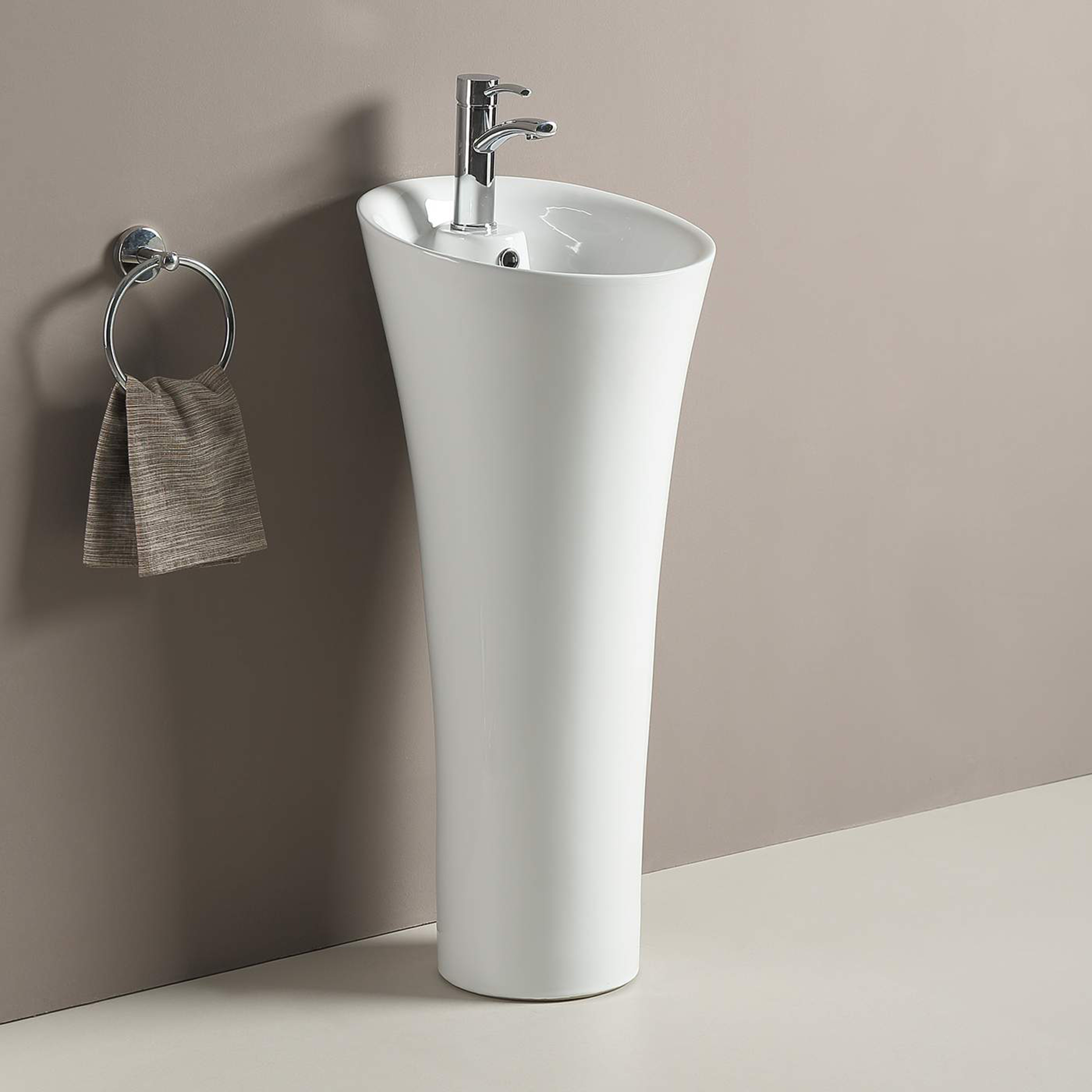 Напольная раковина 41х41х92см Welt Wasser WW LEERBACH 4141 GL-WT