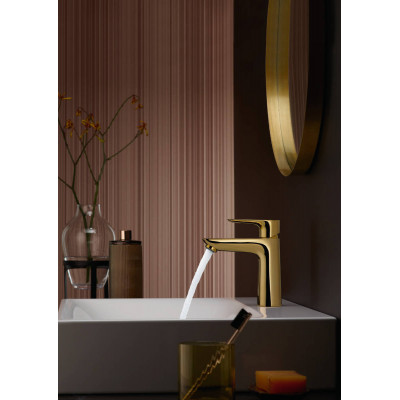 Смеситель для раковины Hansgrohe Talis E 110, однорычажный, со сливным гарнитуром, полированное золото, 71710990