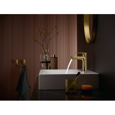 Смеситель для раковины Hansgrohe Talis E 110, однорычажный, со сливным гарнитуром, полированное золото, 71710990
