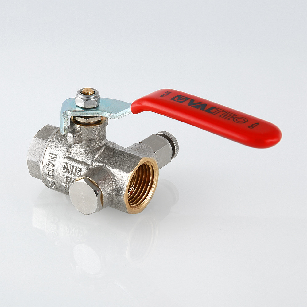 Кран шаровой Valtec BASE с дренажем и воздухоотводчиком 1" VT.245.N.06