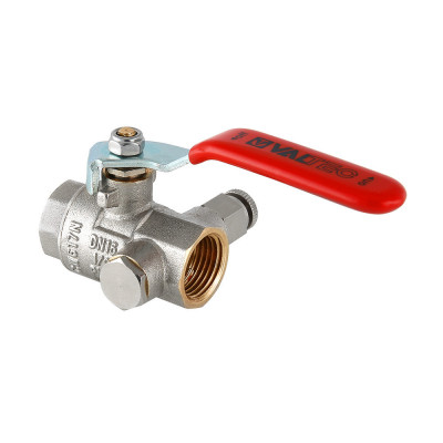 Кран шаровой муфтовый Valtec BASE с дренажем и воздухоотводчиком 3/4" VT.245.N.05