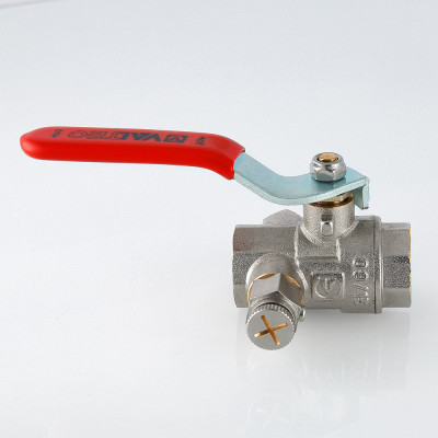 Кран шаровой муфтовый Valtec BASE с дренажем и воздухоотводчиком 3/4" VT.245.N.05