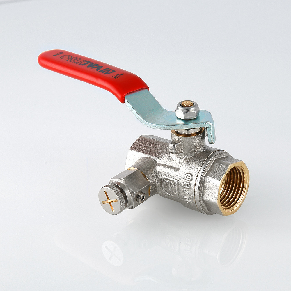 Кран шаровой муфтовый Valtec BASE с дренажем и воздухоотводчиком 3/4" VT.245.N.05