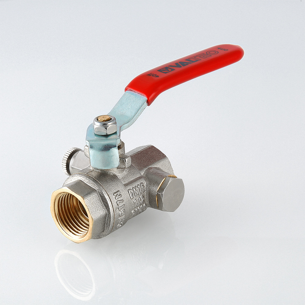 Кран шаровой муфтовый Valtec BASE с дренажем и воздухоотводчиком 3/4" VT.245.N.05