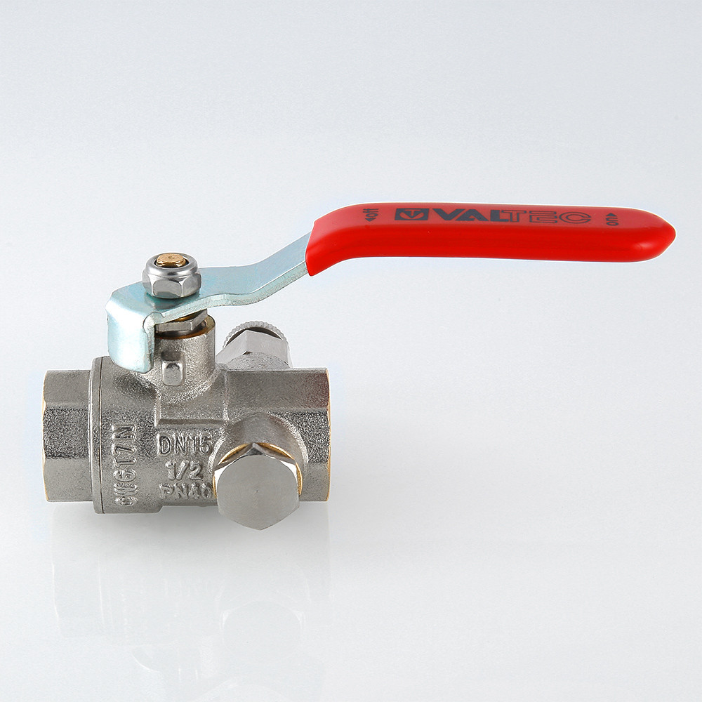 Кран шаровой муфтовый Valtec BASE с дренажем и воздухоотводчиком 3/4" VT.245.N.05
