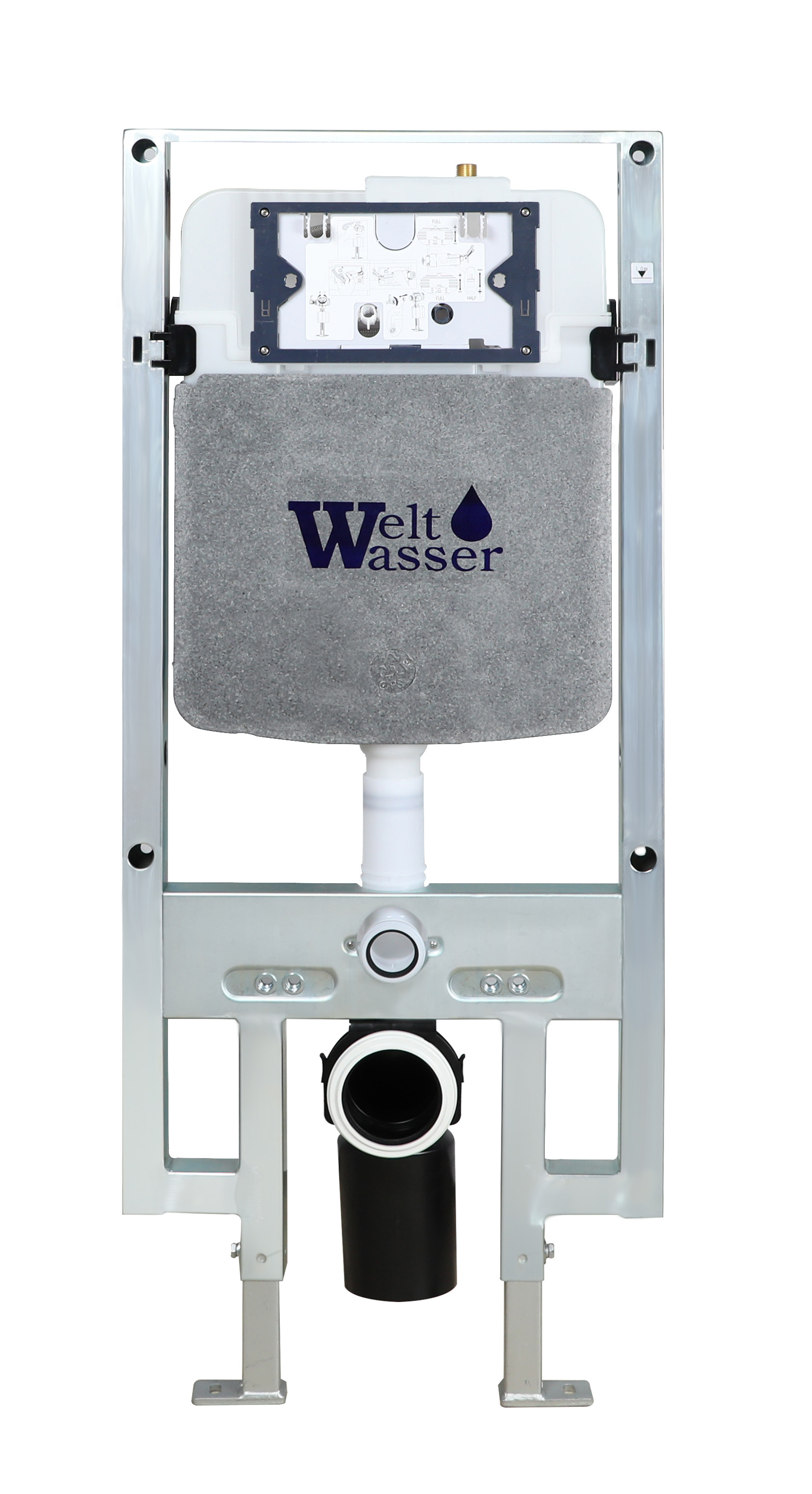 Комплект: Инсталляция, подвесной унитаз и кнопка Welt Wasser AMBERG 497 ST + BAARBACH 004 GL-WT + AMBERG RD-BL