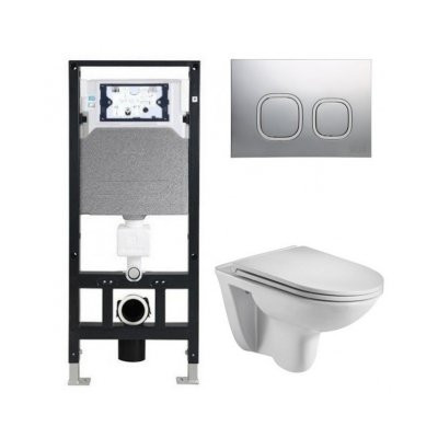 Комплект: Инсталляция, подвесной унитаз и кнопка Welt Wasser AMBERG 506 + BAARBACH 004 GL-WT + AMBERG RD-CR