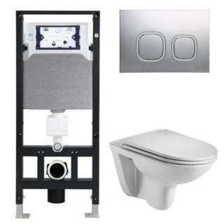 Комплект: Инсталляция, подвесной унитаз и кнопка Welt Wasser AMBERG 506 + BAARBACH 004 GL-WT + AMBERG RD-MT CR