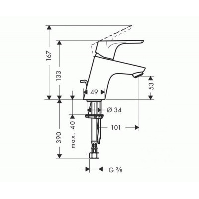 Смеситель для умывальника, Focus E2, Hansgrohe 31733000