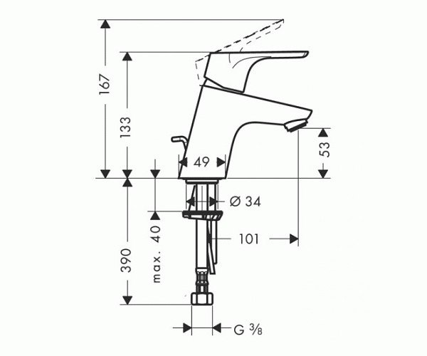 Смеситель для умывальника, Focus E2, Hansgrohe 31733000
