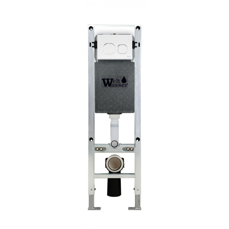 Комплект: Инсталляция, подвесной унитаз и кнопка Welt Wasser AMBERG 350 ST + ERLENBACH 004 GL-WT + AMBERG RD-WT