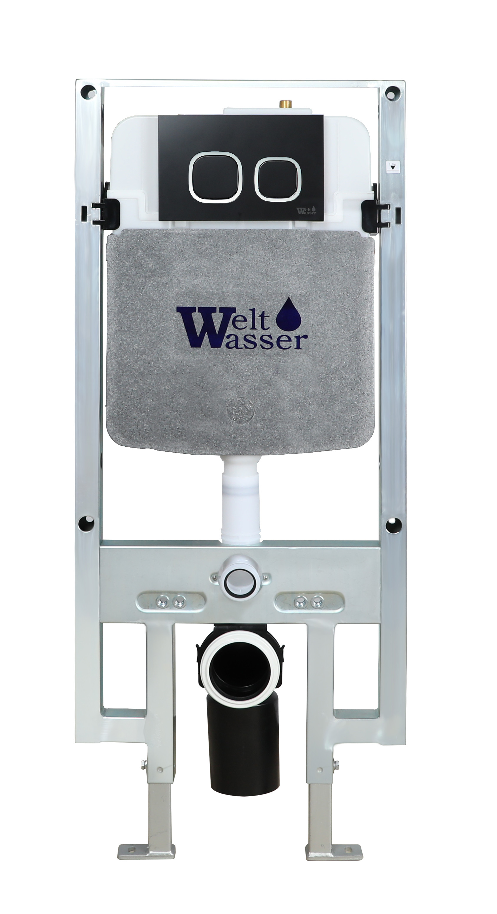 Комплект: Инсталляция, подвесной унитаз и кнопка Welt Wasser AMBERG 497 ST + ERLENBACH 004 GL-WT + AMBERG RD-BL