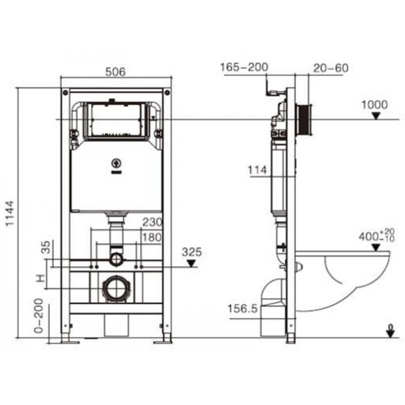 Комплект: Инсталляция, подвесной унитаз и кнопка Welt Wasser AMBERG 506 ST + ERLENBACH 004 GL-WT + AMBERG RD-CR