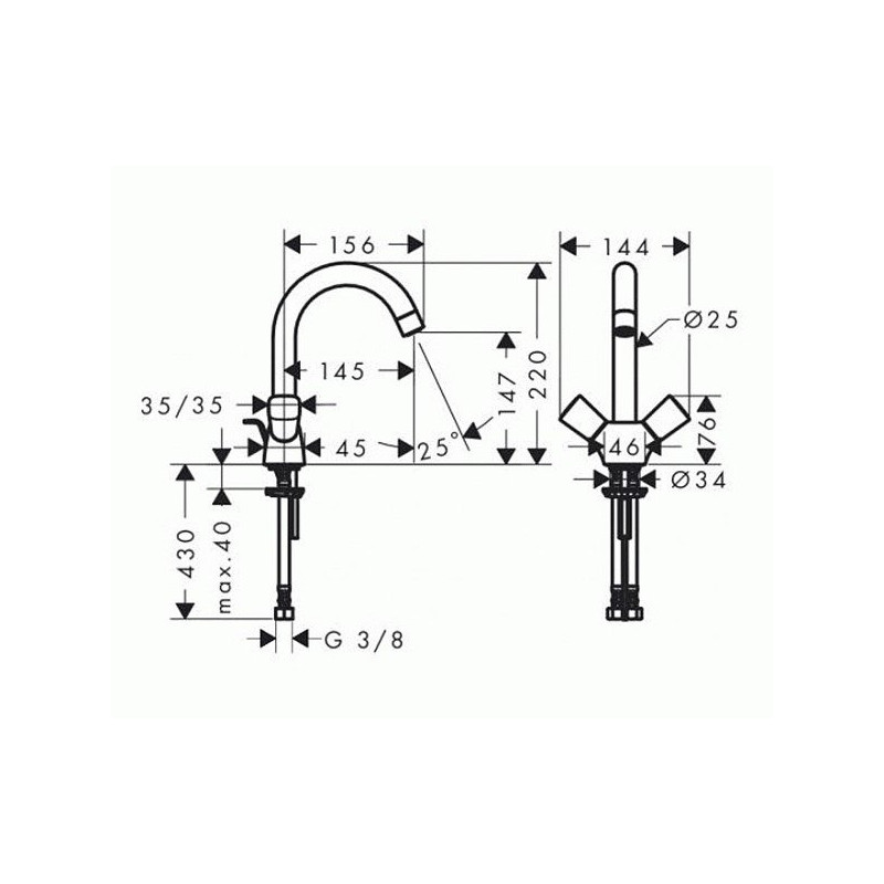 Смеситель для умывальника, Logis, две рукоятки, Hansgrohe 71222000