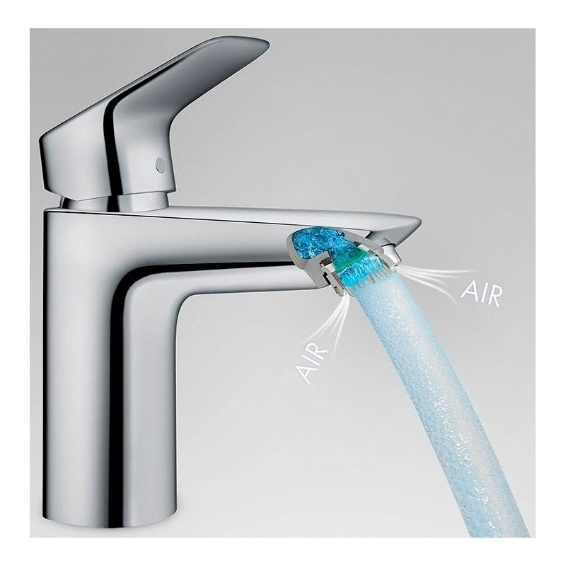 Однорычажный смеситель для раковины Hansgrohe Logis 100 с донным клапаном