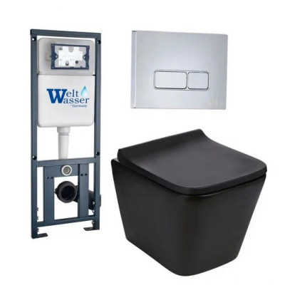 Комплект: Инсталляция, подвесной унитаз и кнопка Welt Wasser MARBERG 410 + GELBACH 004 MT-BL + MAR 410 SE