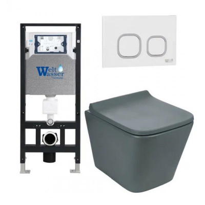Комплект: Инсталляция, подвесной унитаз и кнопка Welt Wasser AMBERG 506 + GELBACH 004 MT-GR + AMBERG RD-WT
