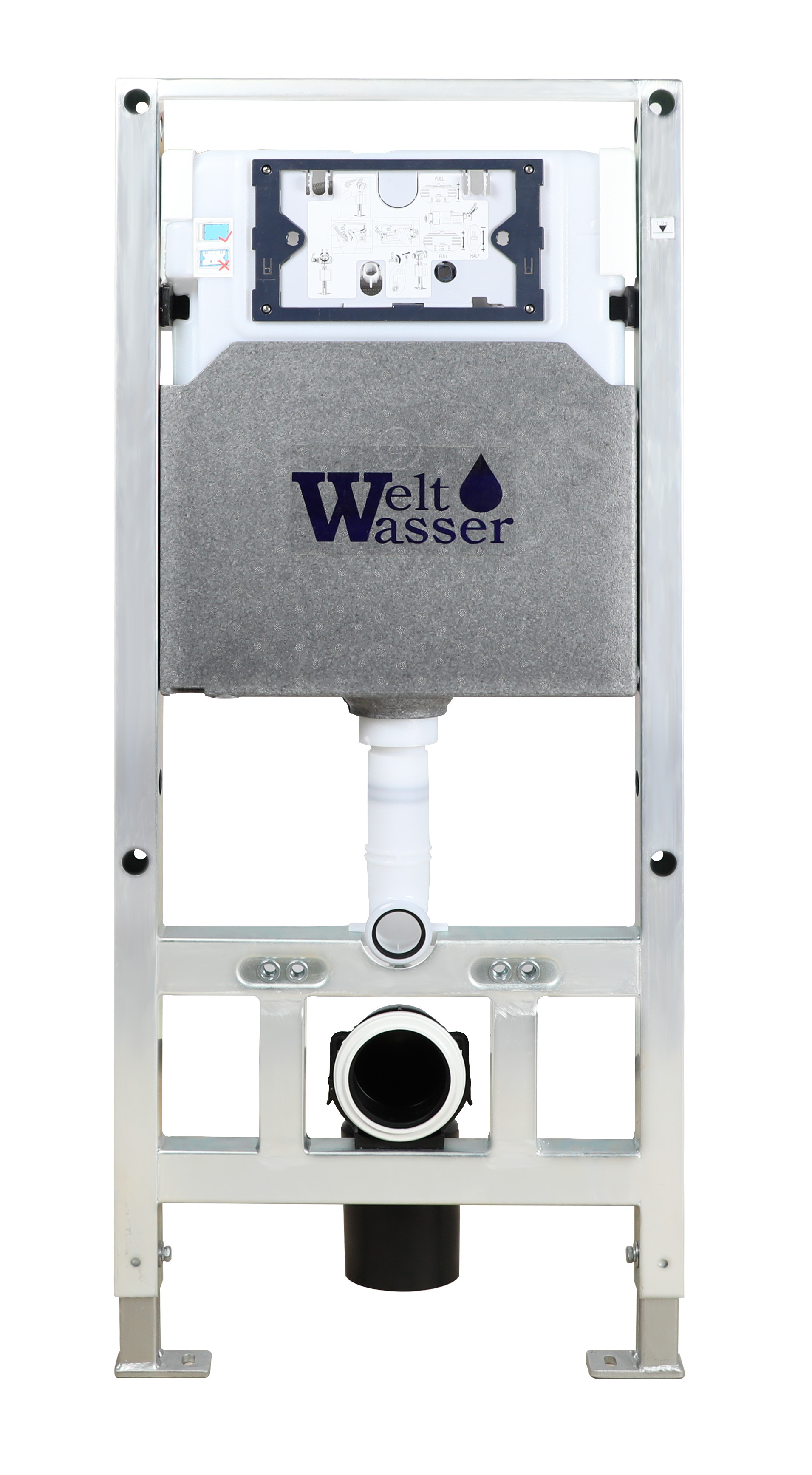 Комплект: Инсталляция, подвесной унитаз и кнопка Welt Wasser AMBERG 506 ST + GELBACH 004 MT-GR + AMBERG RD-MT CR