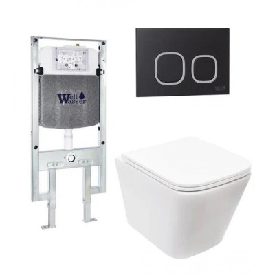 Комплект: Инсталляция, подвесной унитаз и кнопка Welt Wasser AMBERG 497 ST + GELBACH 004 MT-WT + AMBERG RD-BL