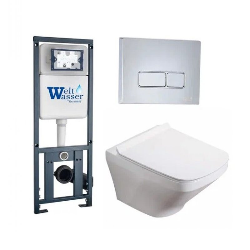 Комплект: Инсталляция, подвесной унитаз и кнопка Welt Wasser MARBERG 410 + HOFBACH 004 GL-WT + MAR 410 SE