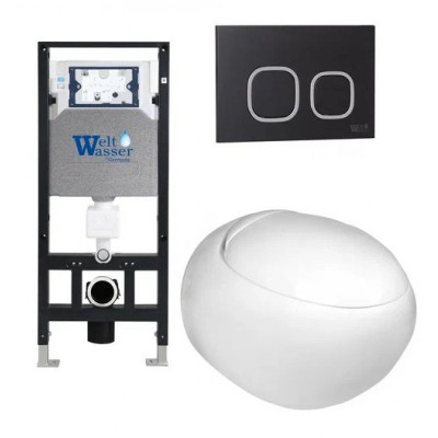 Комплект: Инсталляция, подвесной унитаз и кнопка Welt Wasser AMBERG 506 + JECKENBACH 004 GL-WT + AMBERG RD-BL