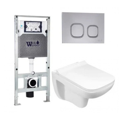 Комплект: Инсталляция, подвесной унитаз и кнопка Welt Wasser AMBERG 506 ST + KEHLBACH 004 GL-WT + AMBERG RD-CR