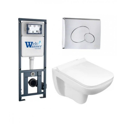 Комплект: Инсталляция, подвесной унитаз и кнопка Welt Wasser MARBERG 410 + KEHLBACH 004 GL-WT + MAR 410 RD