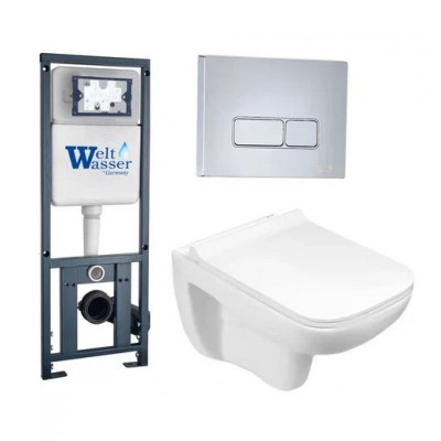 Комплект: Инсталляция, подвесной унитаз и кнопка Welt Wasser MARBERG 410 + KEHLBACH 004 GL-WT + MAR 410 SE