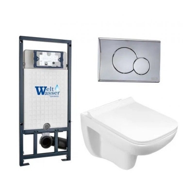 Комплект: Инсталляция, подвесной унитаз и кнопка Welt Wasser MARBERG 507 + KEHLBACH 004 GL-WT + MAR 507 RD