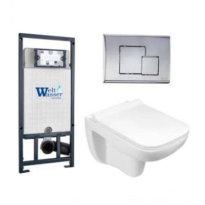 Комплект: Инсталляция, подвесной унитаз и кнопка Welt Wasser MARBERG 507 + KEHLBACH 004 GL-WT + MAR 507 SE
