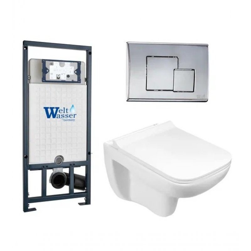 Комплект: Инсталляция, подвесной унитаз и кнопка Welt Wasser MARBERG 507 + KEHLBACH 004 GL-WT + MAR 507 SE
