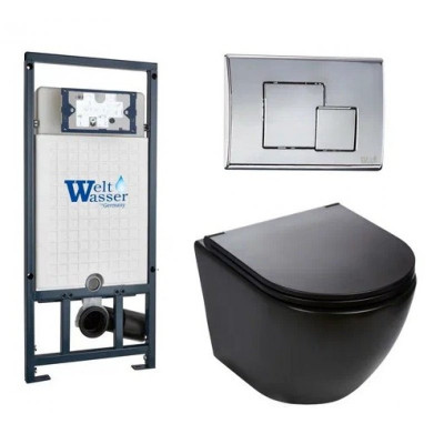 Комплект: Инсталляция, подвесной унитаз и кнопка Welt Wasser MARBERG 507 + MERZBACH 004 MT-BL + MAR 507 SE