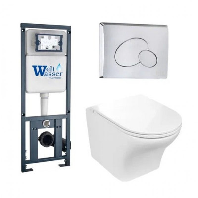 Комплект: Инсталляция, подвесной унитаз и кнопка Welt Wasser MARBERG 410 + ODENBACH 004 GL-WT + MAR 410 SE