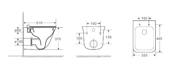 Комплект: Инсталляция, подвесной унитаз и кнопка Welt Wasser AMBERG 497 ST + ROTBACH 004 GL-WT + AMBERG RD-BL
