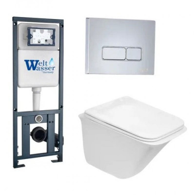Комплект: Инсталляция, подвесной унитаз и кнопка Welt Wasser MARBERG 410 + ROTBACH 004 GL-WT + MAR 410 SE