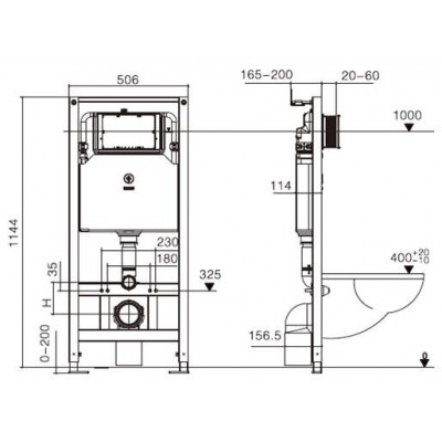 Комплект: Инсталляция, подвесной унитаз и кнопка Welt Wasser AMBERG 506 + SALZBACH 004 GL-WT + AMBERG RD-MT CR