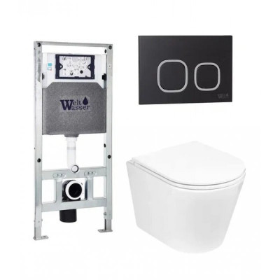 Комплект: Инсталляция, подвесной унитаз и кнопка Welt Wasser AMBERG 506 ST + SALZBACH 004 GL-WT + AMBERG RD-BL