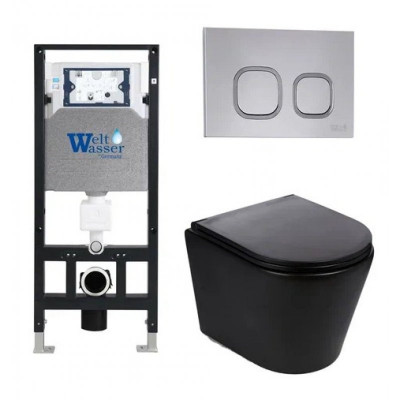 Комплект: Инсталляция, подвесной унитаз и кнопка Welt Wasser AMBERG 506 + SALZBACH 004 MT-BL + AMBERG RD-CR