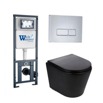 Комплект: Инсталляция, подвесной унитаз и кнопка Welt Wasser MARBERG 410 + SALZBACH 004 MT-BL + MAR 410 SE