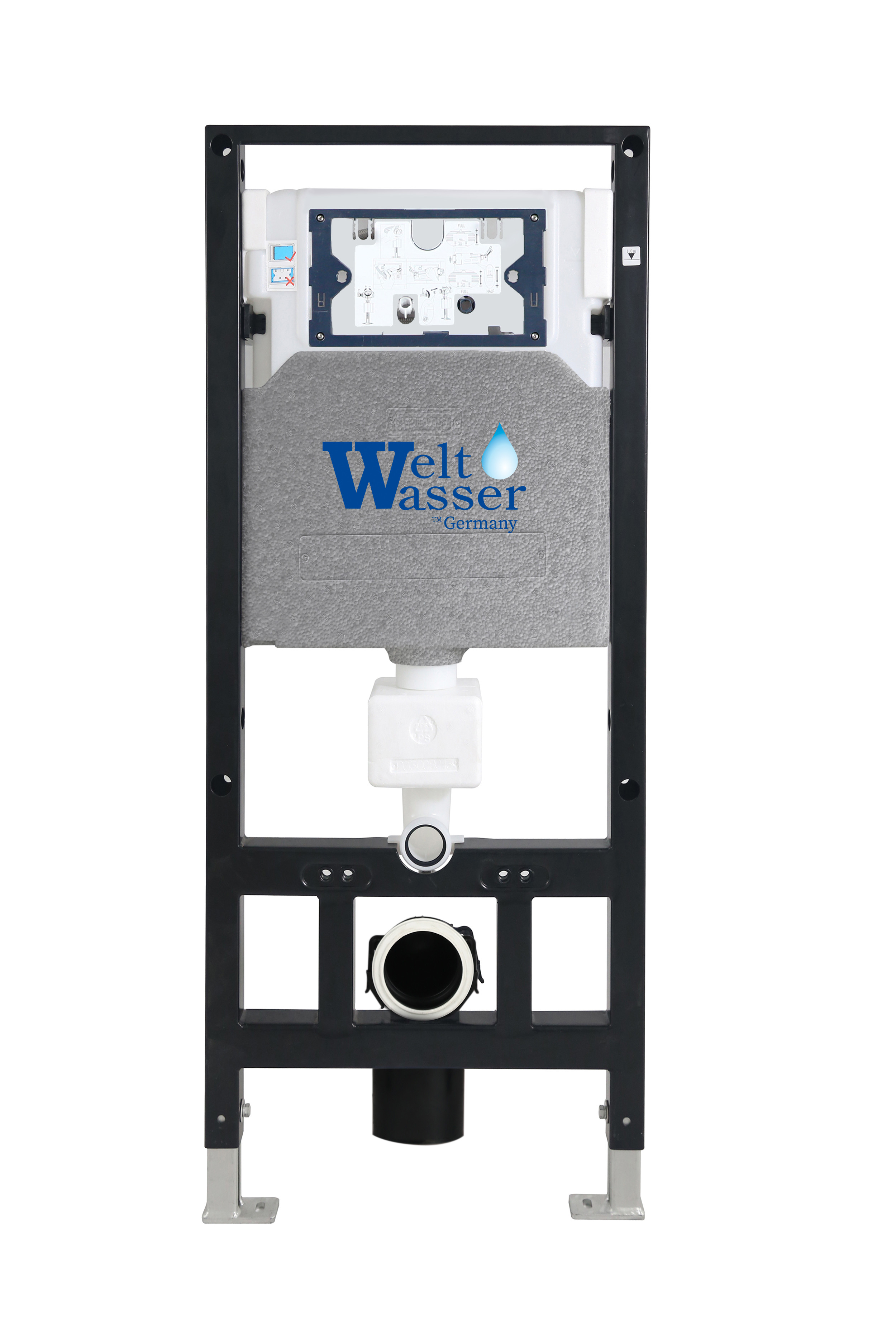 Комплект: Инсталляция, подвесной унитаз и кнопка Welt Wasser AMBERG 506 + SALZBACH 004 MT-GR + AMBERG RD-MT CR