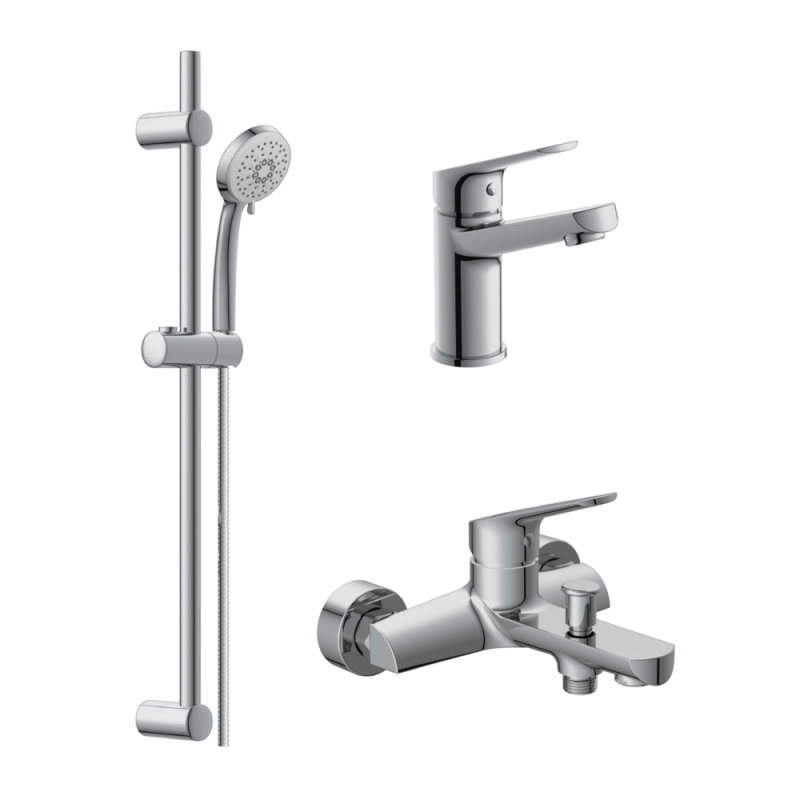 Комплект 3 в 1 Cersanit: Смеситель для раковины и ванны Flavis + VIBE A64508